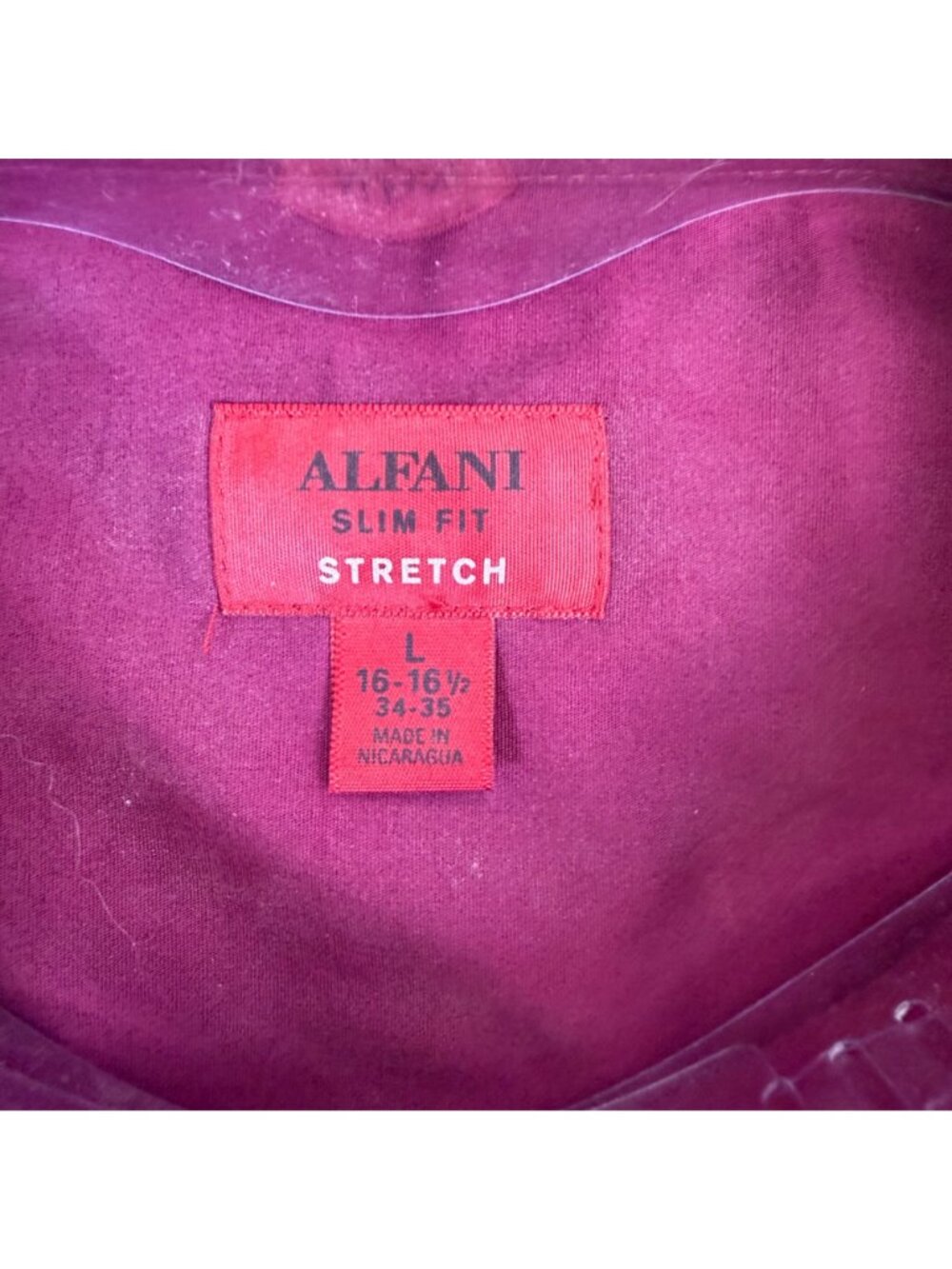 Alfani Mens Purple Cotton Blend Slim Fit Stretch Dress Shirt Size L 16-16.5 - Picture 5 of 8